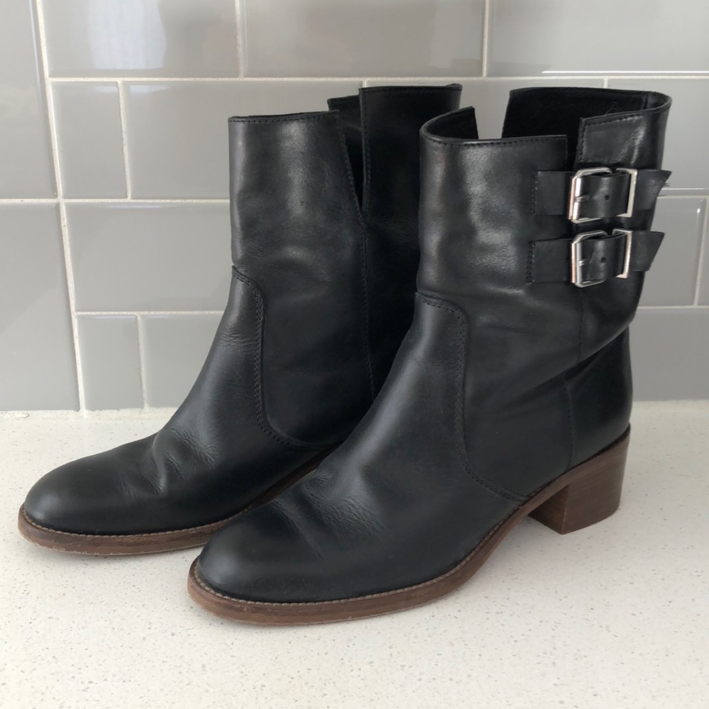 Women’s Jcrew Leather Black Boots Size 8